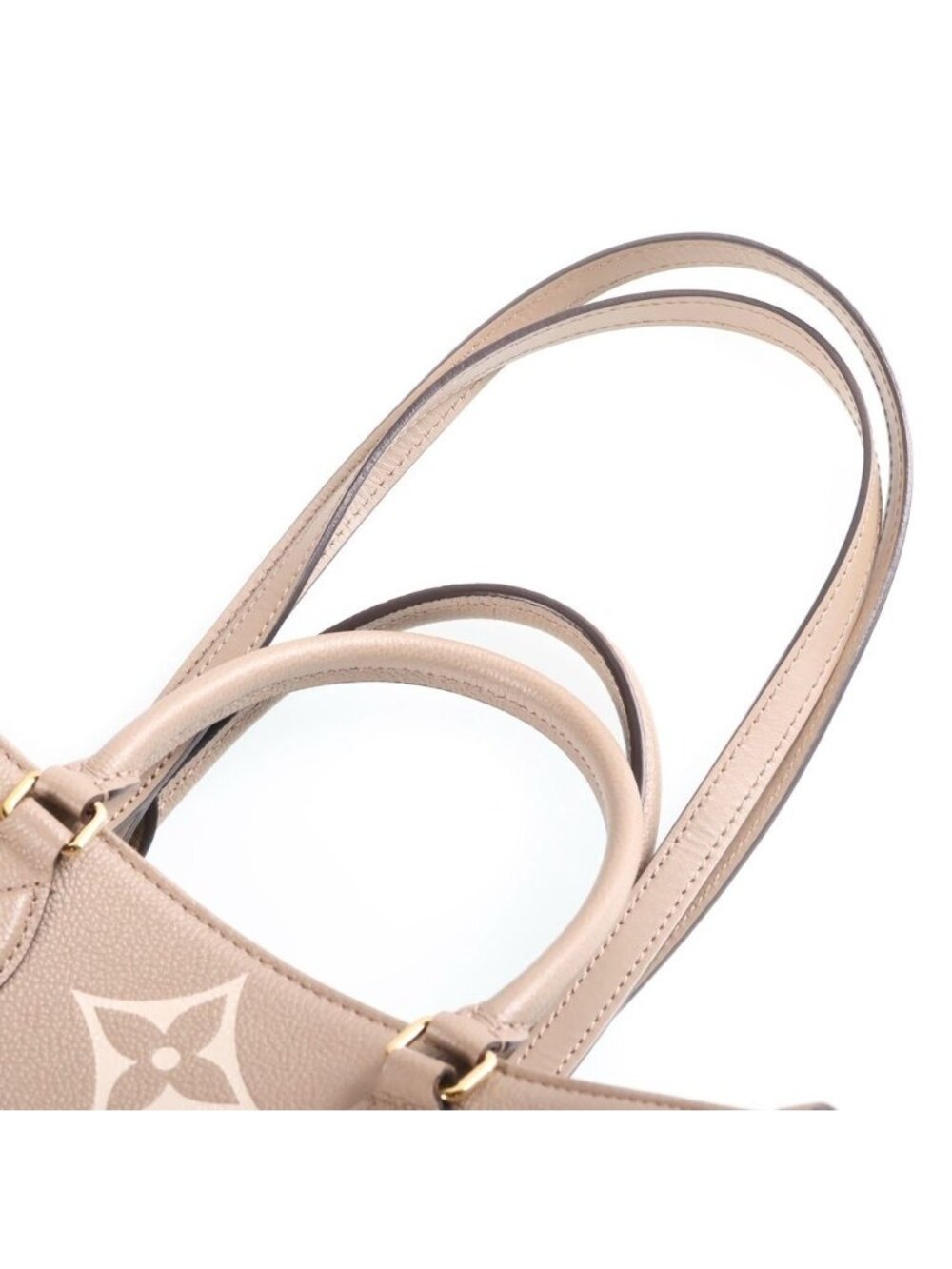 Louis Vuitton Bicolor Monogram Empreinte On The Go MM Tourterelle Cream Handbag - Picture 7 of 9